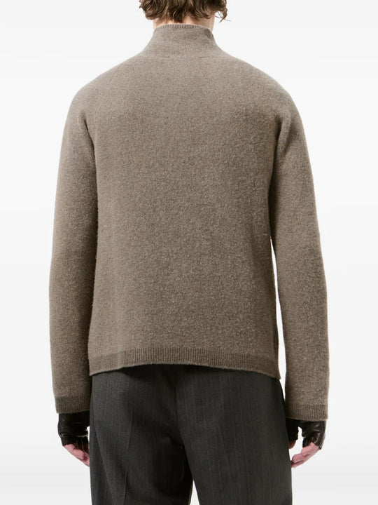 Brown knitwear, full body view