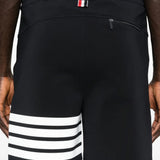 Navy shorts worn by a person, showing the shorts fit