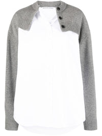 T BY ALEXANDER WANG Women Bilayer Knit Shrug With Oxford Shirting