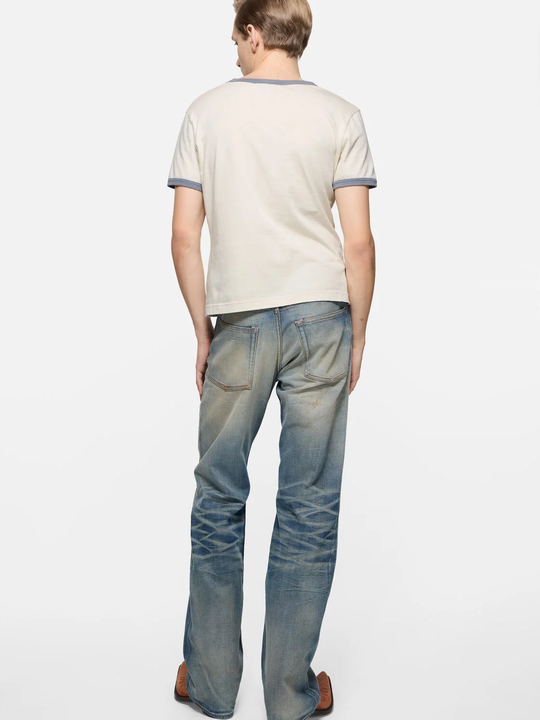 Tan t-shirt, full body view