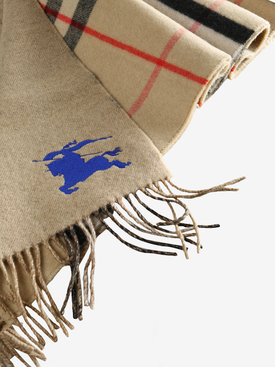 Close up of bwron scarf, showing texture of the wool fabric