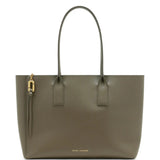 Tan bag, front view