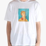 White t-shirt worn by a person, showing the t-shirt's fit