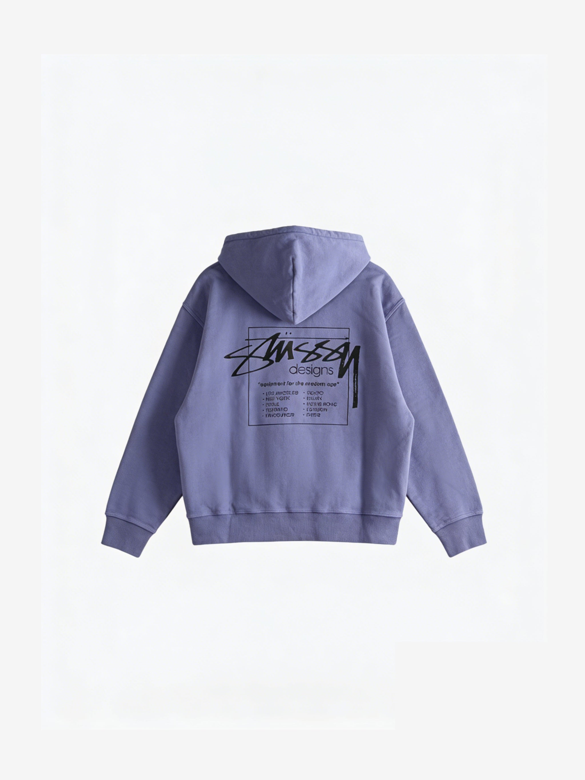 Purple hoodie, back view