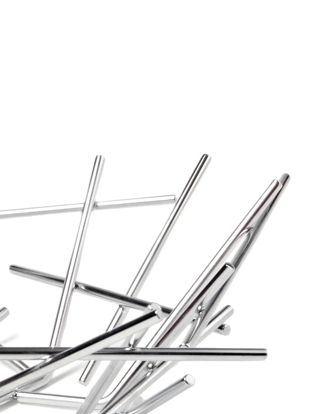 Close up of grey basket showing texture of the steel fabric