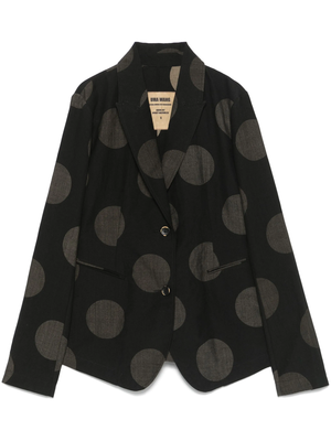 Black polka dot jacket, front view