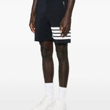 Navy shorts, full body view