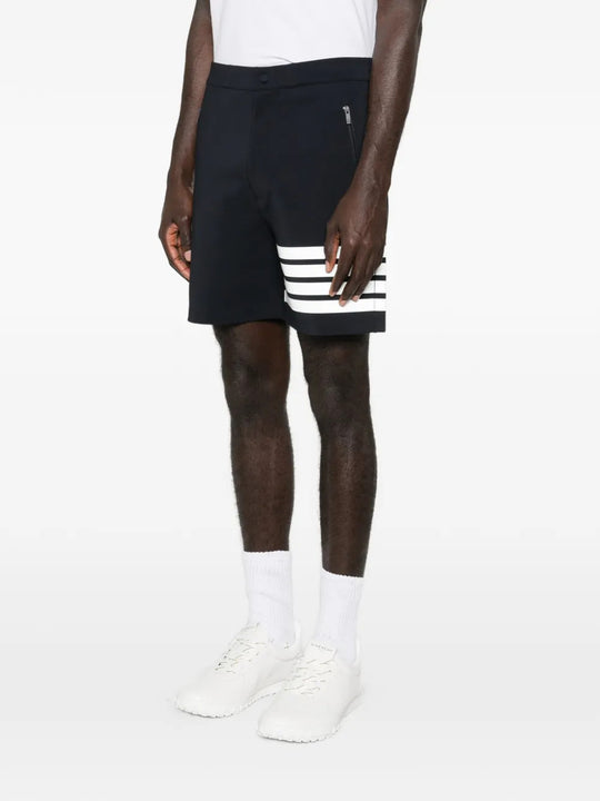 Navy shorts, full body view