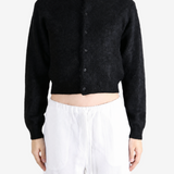 AURALEE - Women Garment-Dyed Baby Alpaca Fur Knit Crewneck Cardigan