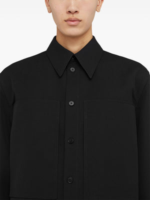 JIL SANDER - Men Long Sleeved Wool Gabardine Shirt