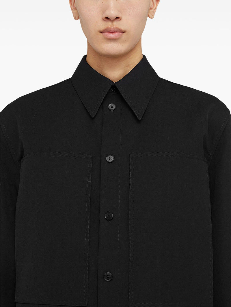 JIL SANDER - Men Long Sleeved Wool Gabardine Shirt