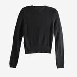 Black cardigan, back view