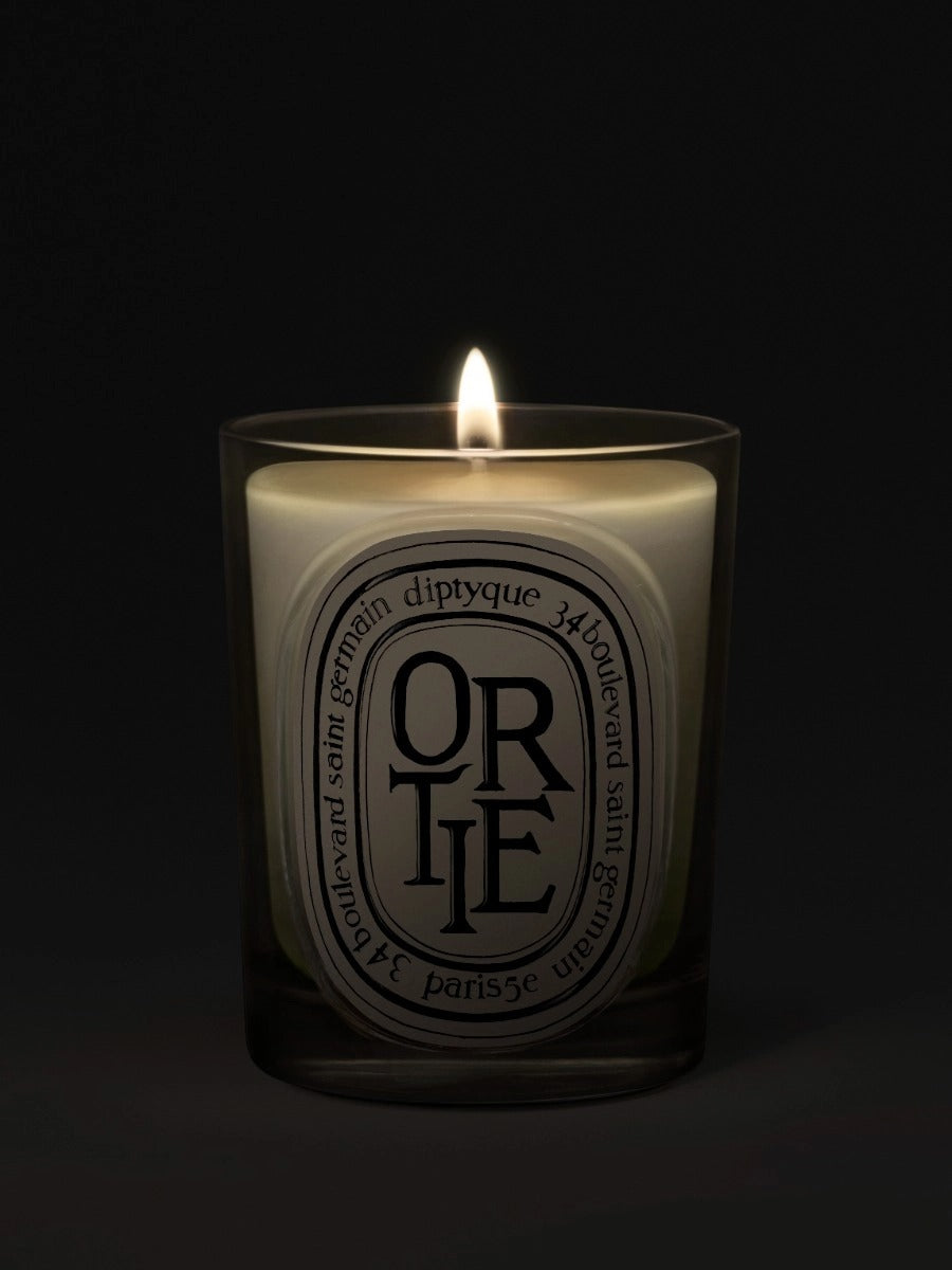 Close up of ortie candles, showing texture of the fabric