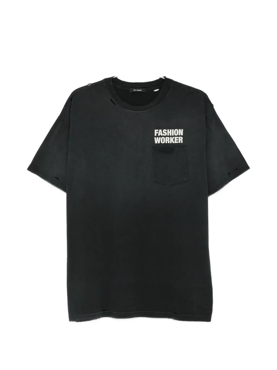 black t-shirt, front view