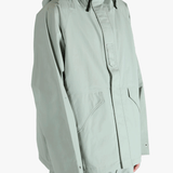 Grey jacket worn by a person, showing the jacket's fit