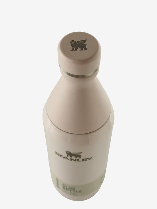 Close up of pink bottle, showing texture of the stainless steel fabric