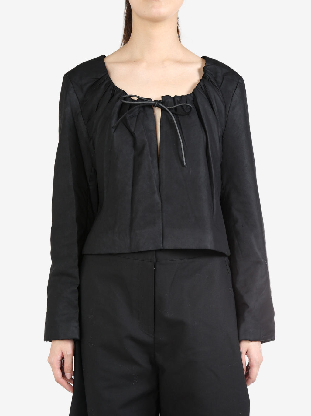 AMOMENTO - Women Sheer Padded Cropped Jacket