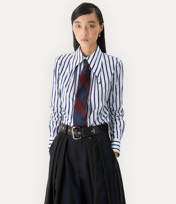 Blue shirt worn by a person, showing the shirt fit