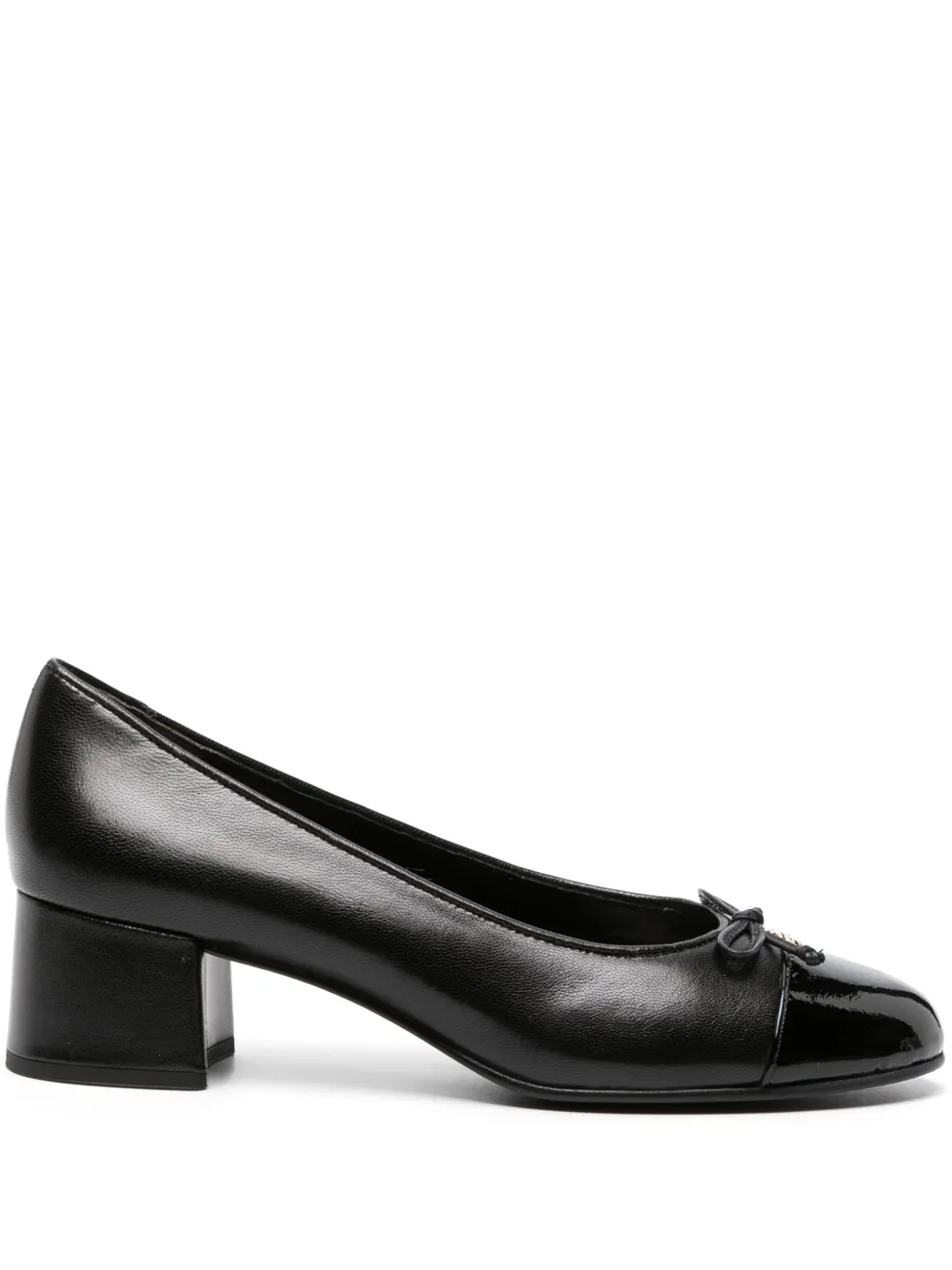 Black loafers , front view