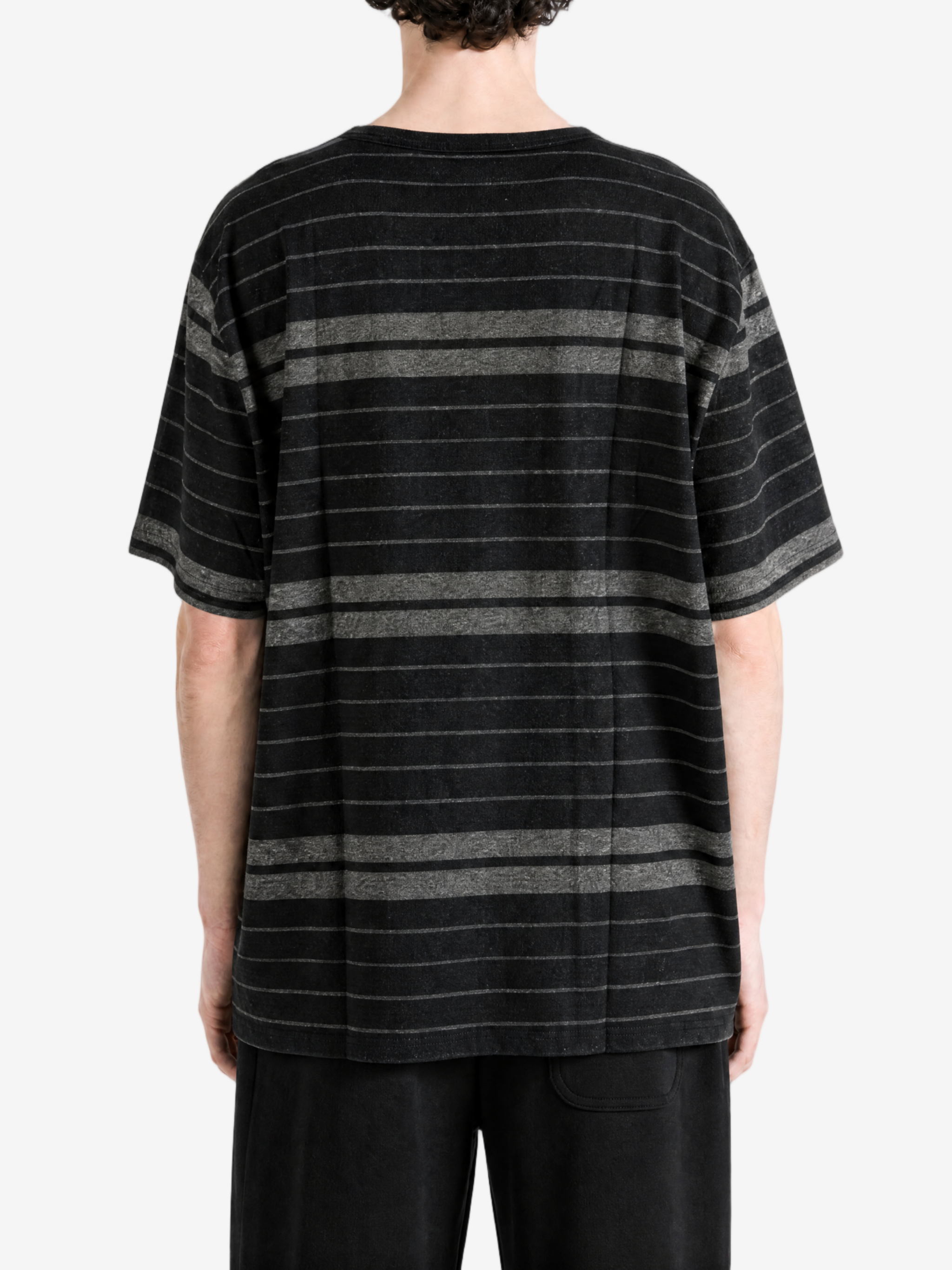 Black t-shirt, full body view
