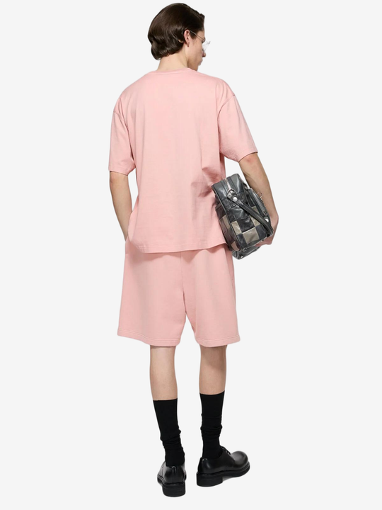 Pink shorts, full body view