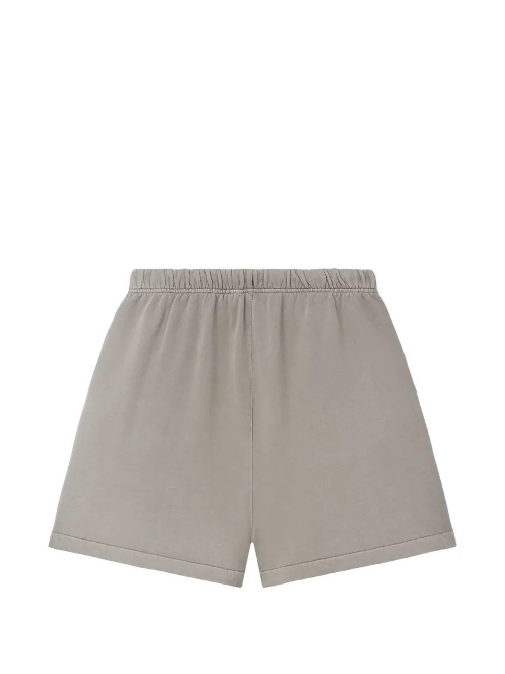 Grey shorts, back view showing elasticated waistband