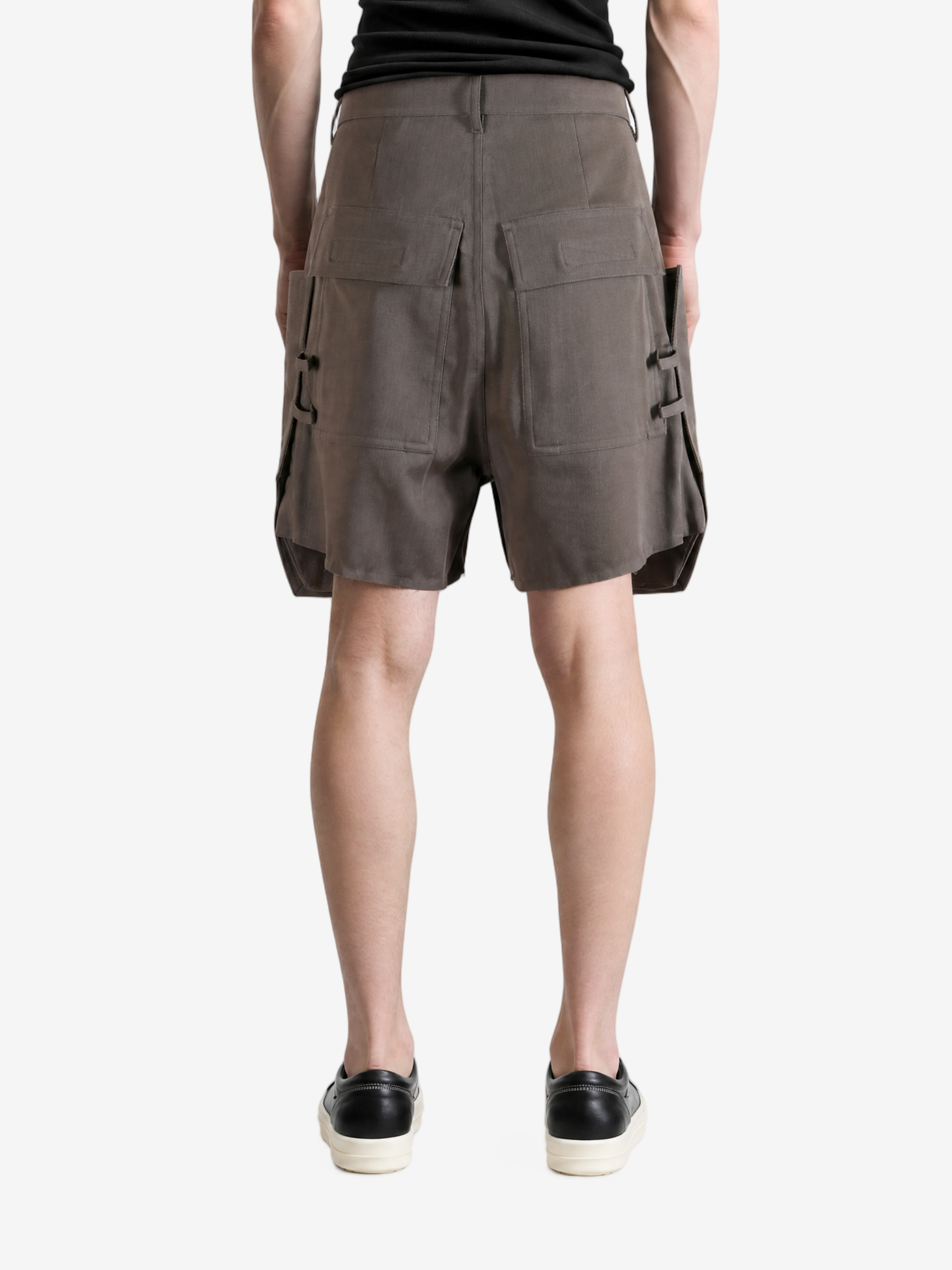 Grey shorts, full body view