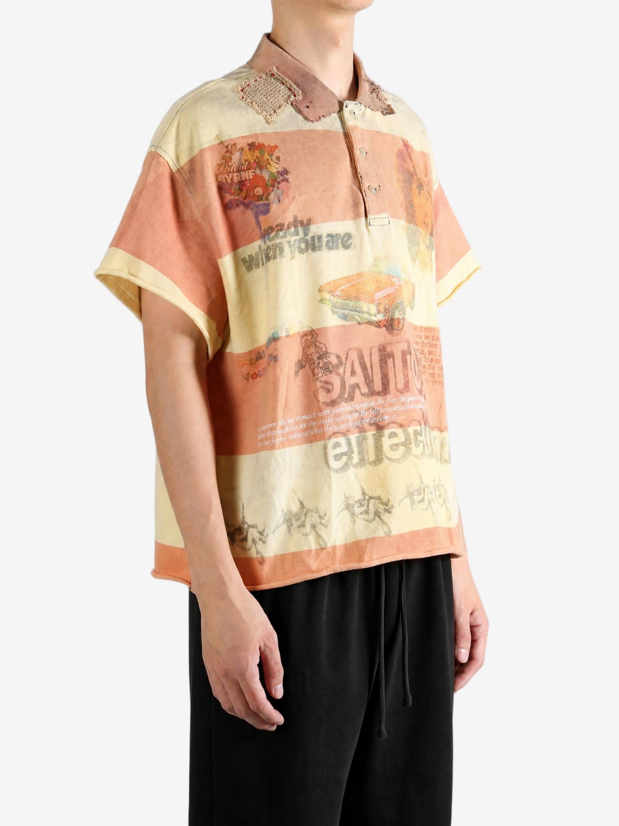 Orange t-shirt, full body view