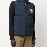 Navy jacket worn by a person, showing the jacket fit