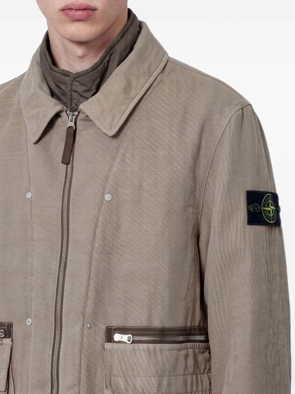 Tan jacket, front view