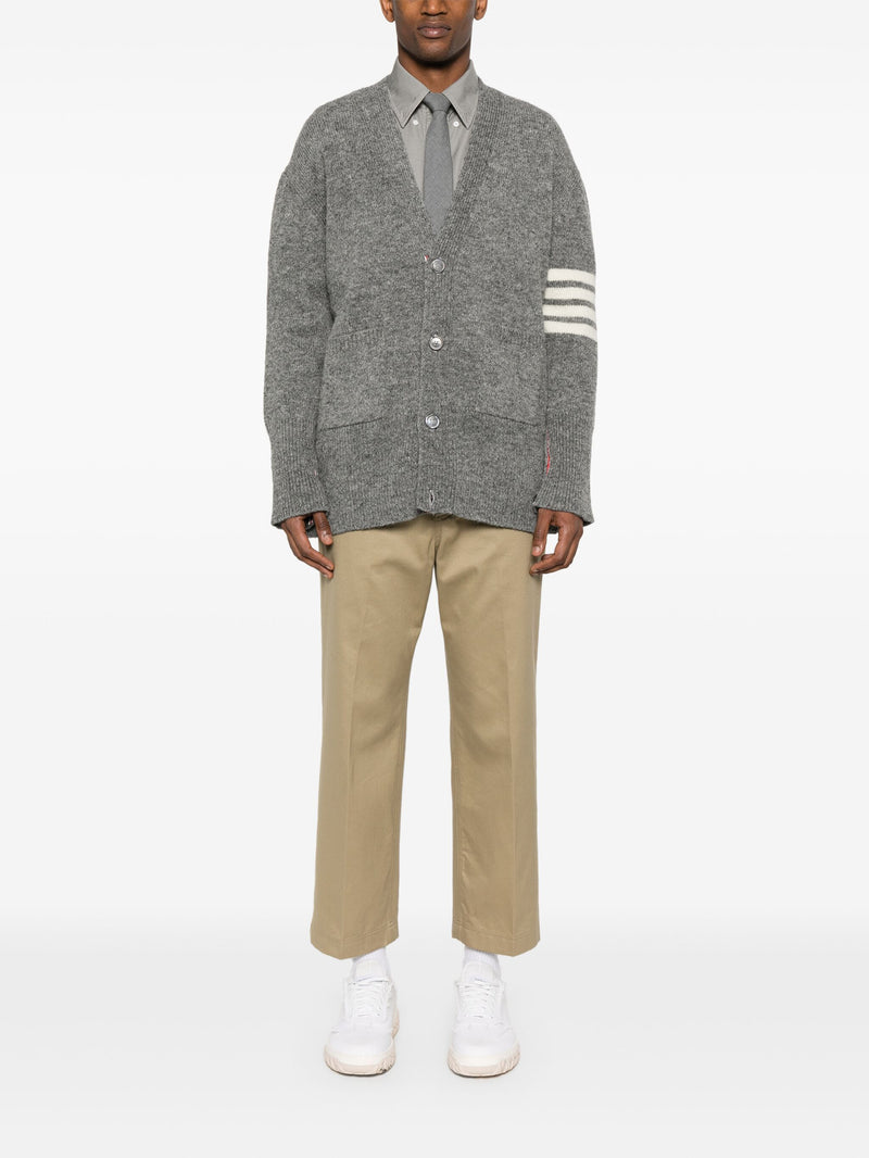 THOM BROWNE - Men Jersey Stitch Exaggerated Fit V Neck Cardigan