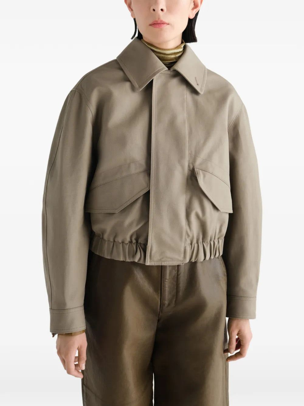 Tan jacket, front view