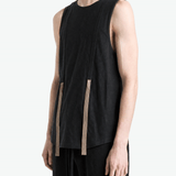Black top worn by a person, showing the top fit