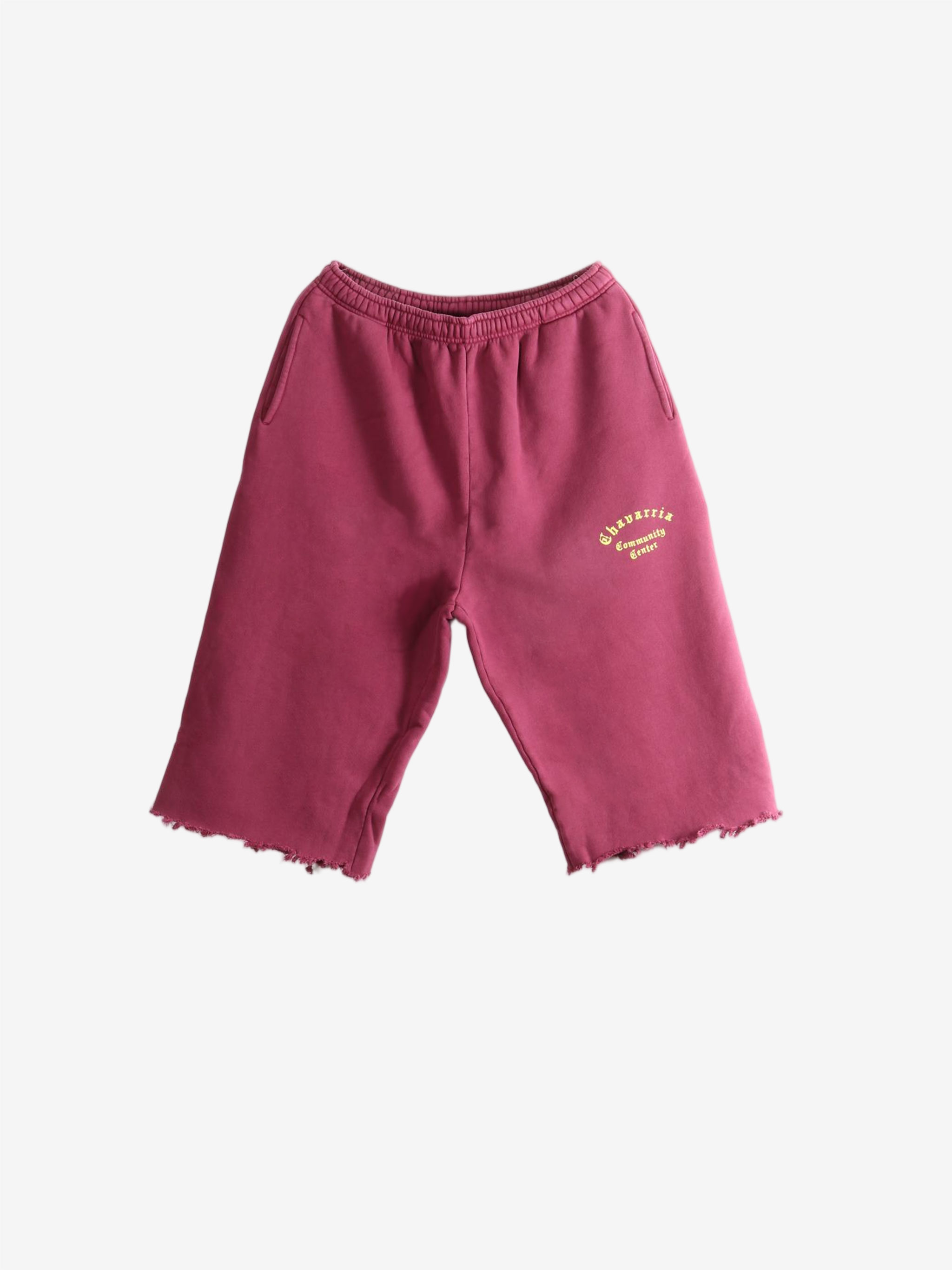 Burgundy pants, front view