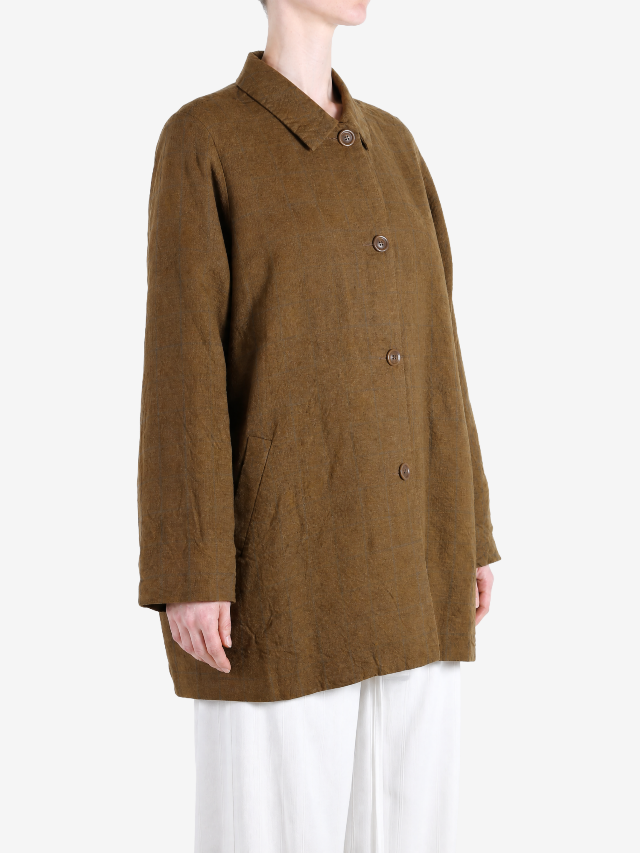 Brown jacket, full body view