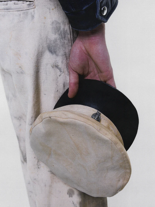 Close up of Tan hat, showing detail