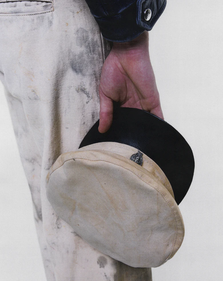 Close up of Tan hat, showing detail