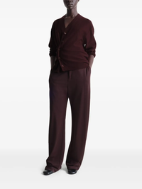 Burgundy knitwear, full body view