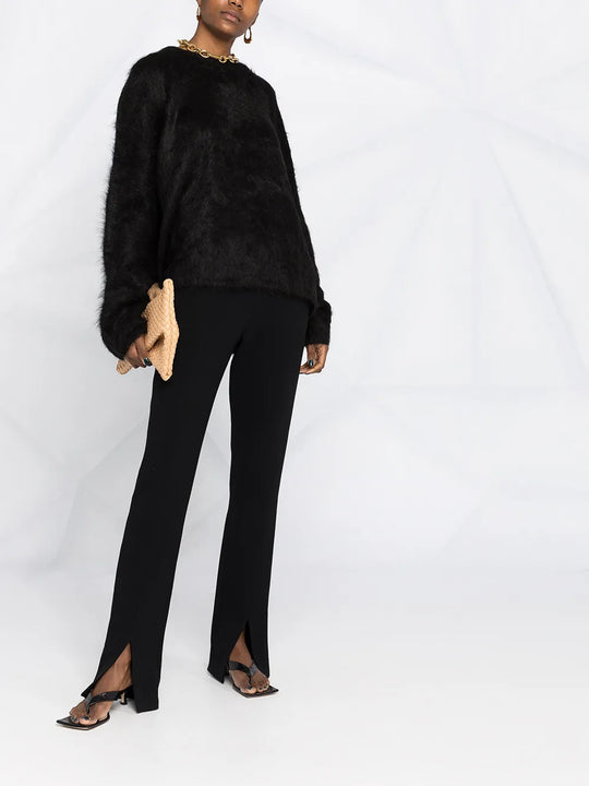 Black knitwear, full body view
