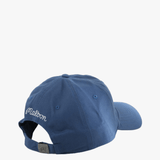 Blue hat, back view