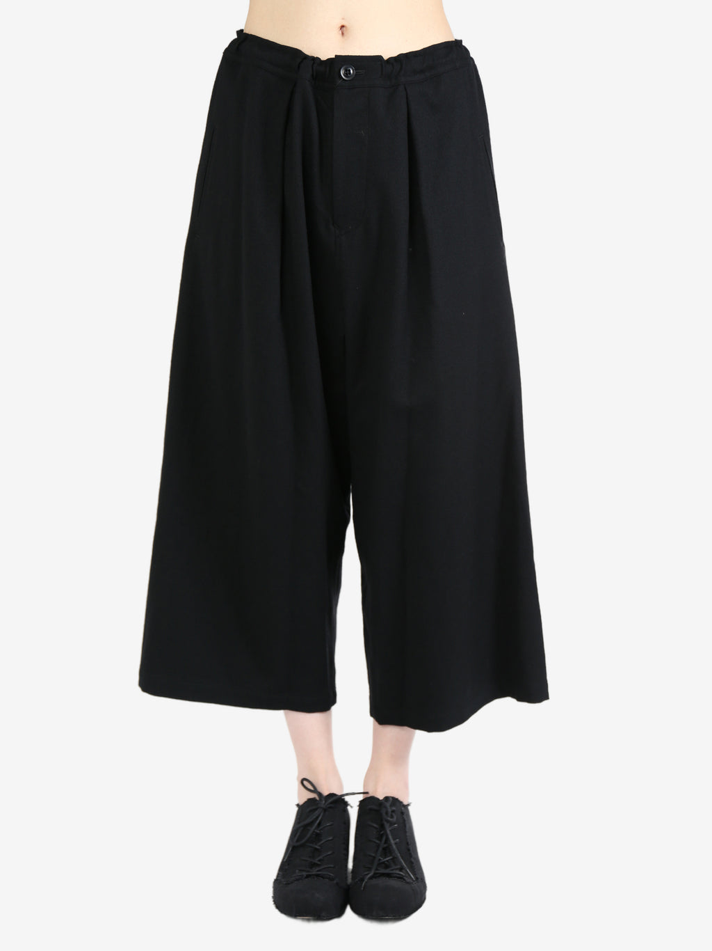 Y'S - Women Flannel Hand Stitched Front Tuck Wide Pants