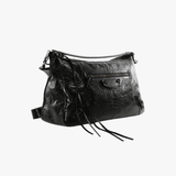 Black leather handbag,side view