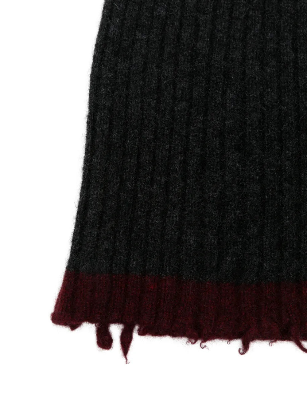 Close up of Grey hat, showing texture of the 100% cashmere fabric
