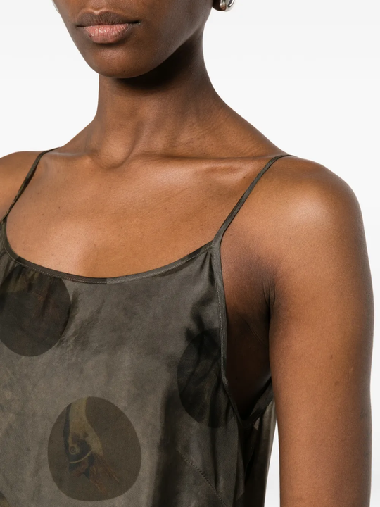Close up of grey dress,showing texture of the viscose fabric.