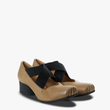 Brown heels, side view
