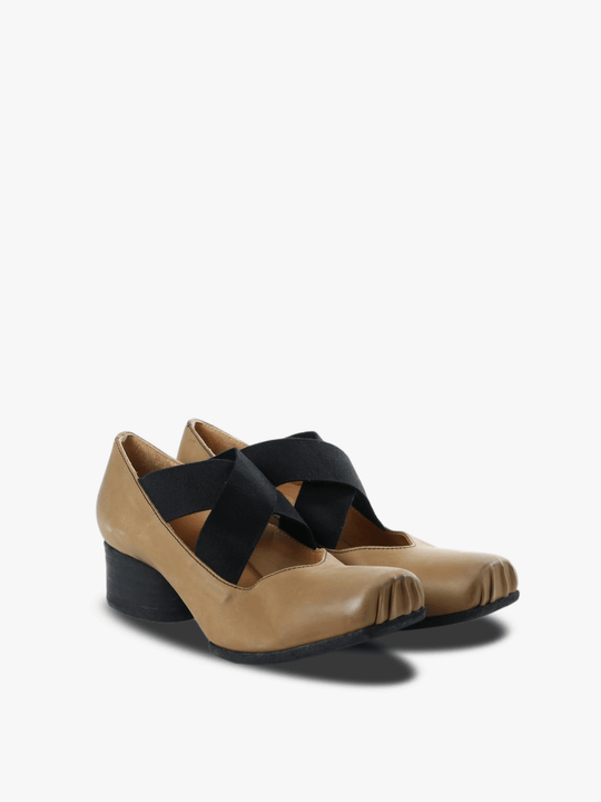 Brown heels, side view
