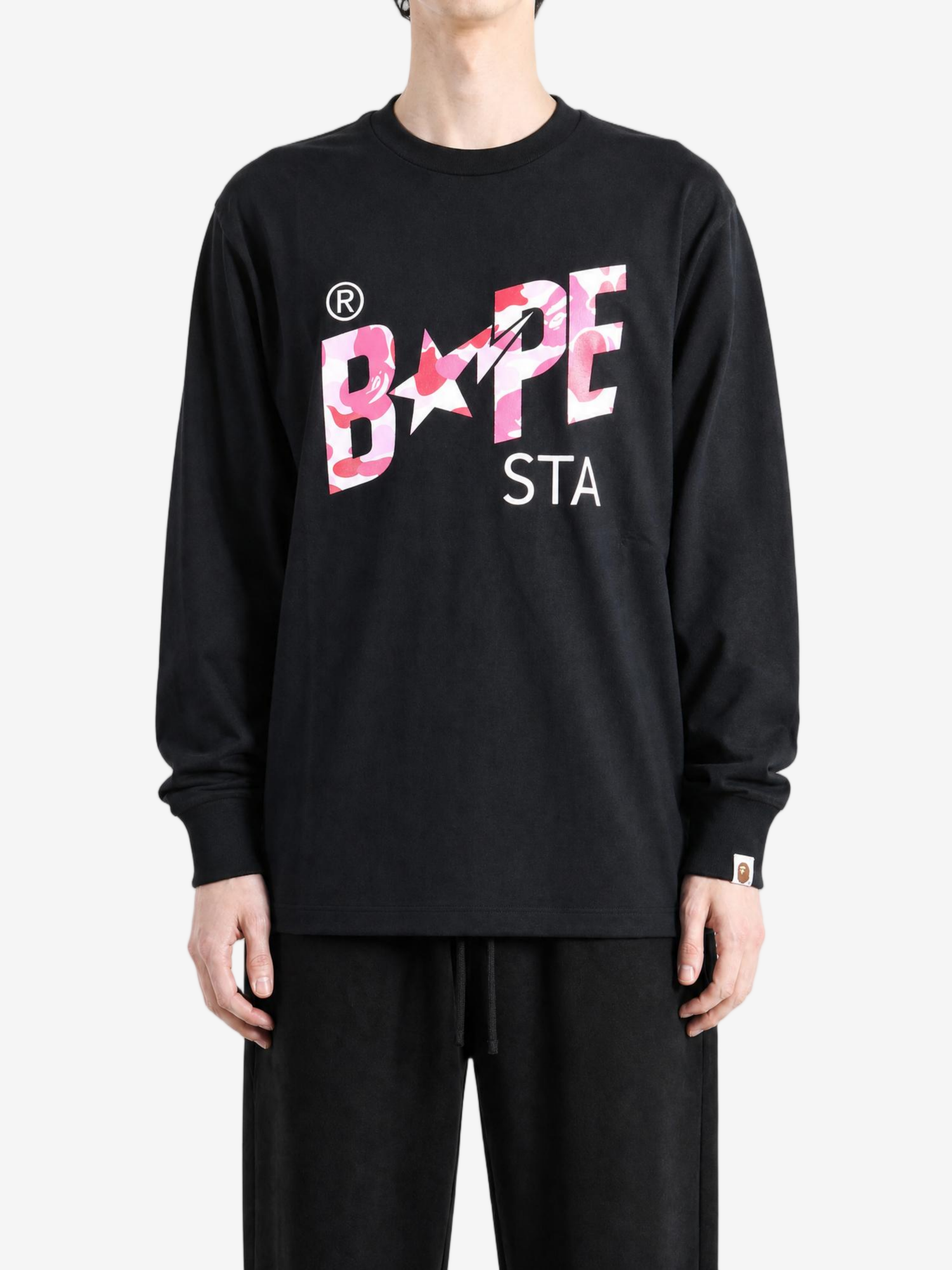 Black t-shirt, full body view
