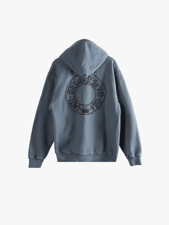 Navy hoodies, back view