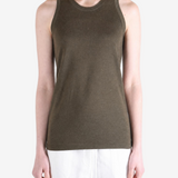 Brown top worn by a person, showing the top fit