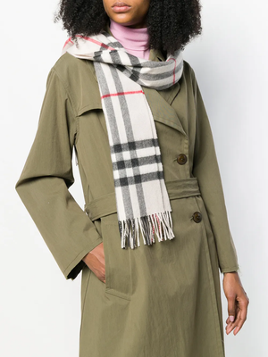 BURBERRY - Unisex Check Cashmere Scarf